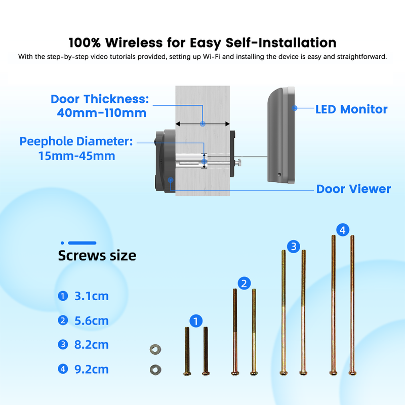 3MP Smart Life Tuya 1080P WiFi Doorbell Eye Peephole Camera 5000mAh Battery PIR Motion Detector IR Alexa Google Digital_voghion.com
