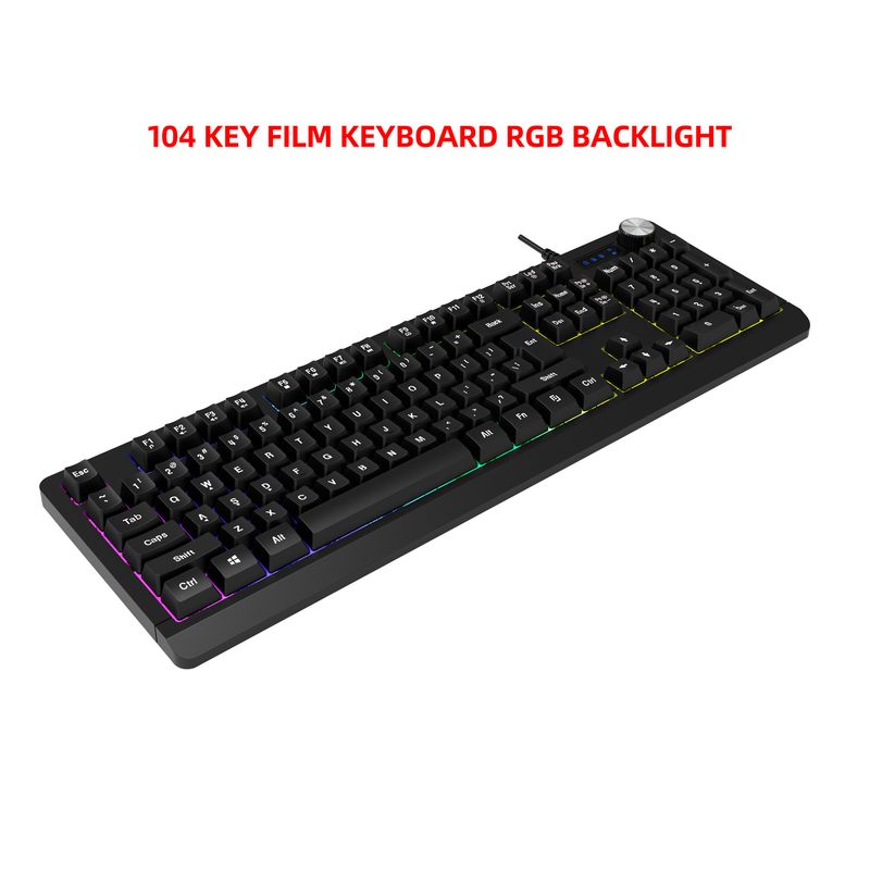 Teclado de filme com textura mecânica com fio personalizado Game Designer 2025, retroiluminação RGB com botão multimídia, teclado para jogos de computador_voghion.com