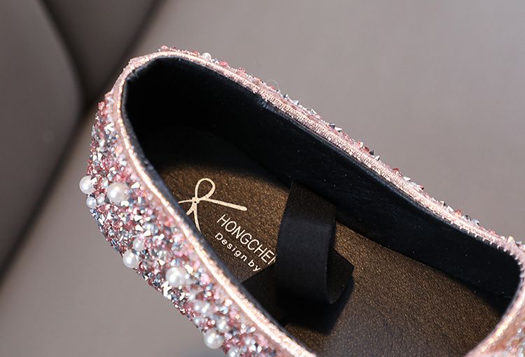 Scarpe da spettacolo per mamma e bambini Scarpe da principessa con paillettes Versione coreana Scarpe da bambina con cristalli Fondo morbido_voghion.com
