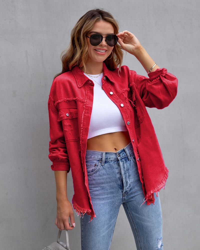 Distressed-Jeansjacke für Damen – Slim Fit, bequemer und stylischer Freizeitmantel mit Vintage-Waschung_voghion.com