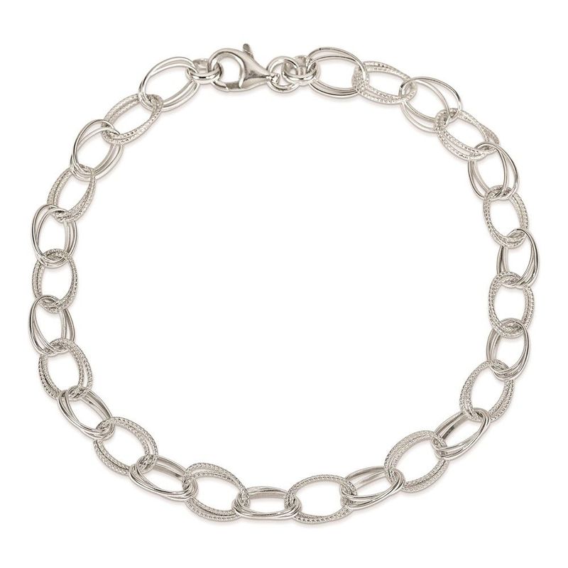 Sterling Silver Fancy Link Anklet_voghion.com