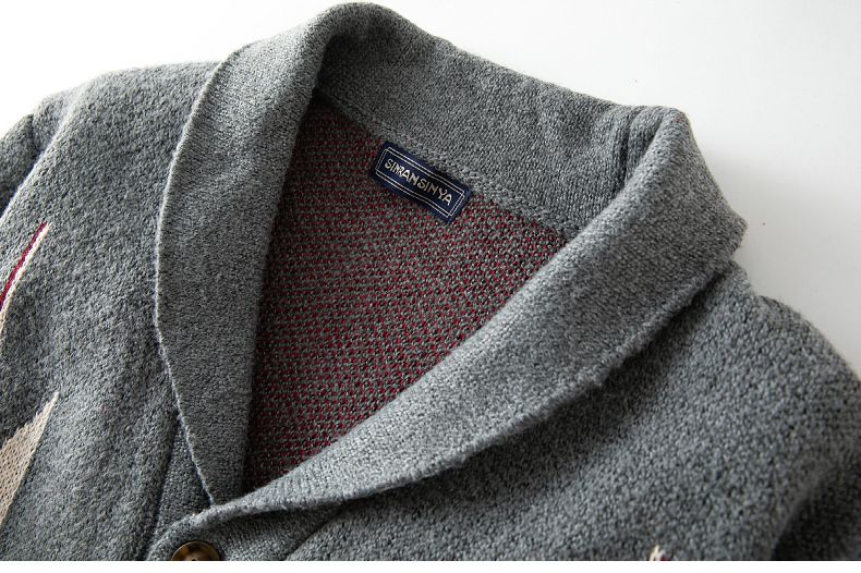 Męski sweter żakardowy na jesień i zimę z grubym kołnierzem i dzianinową kurtką SY0137_voghion.com