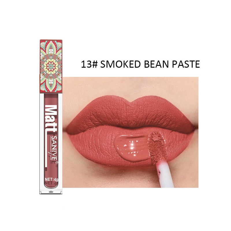 Nude 13 Colors Brown Matte Liquid Lipstick Waterproof Nude Red Long Lasting Non-stick Cup Lip Gloss Women_voghion.com