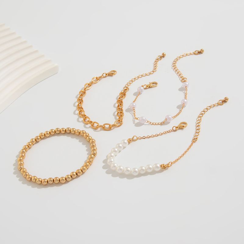 Sweet And Cool Pearl Bead Stacked Set With Ins Style Multi Layer Chain Bracelet Jewelry_voghion.com