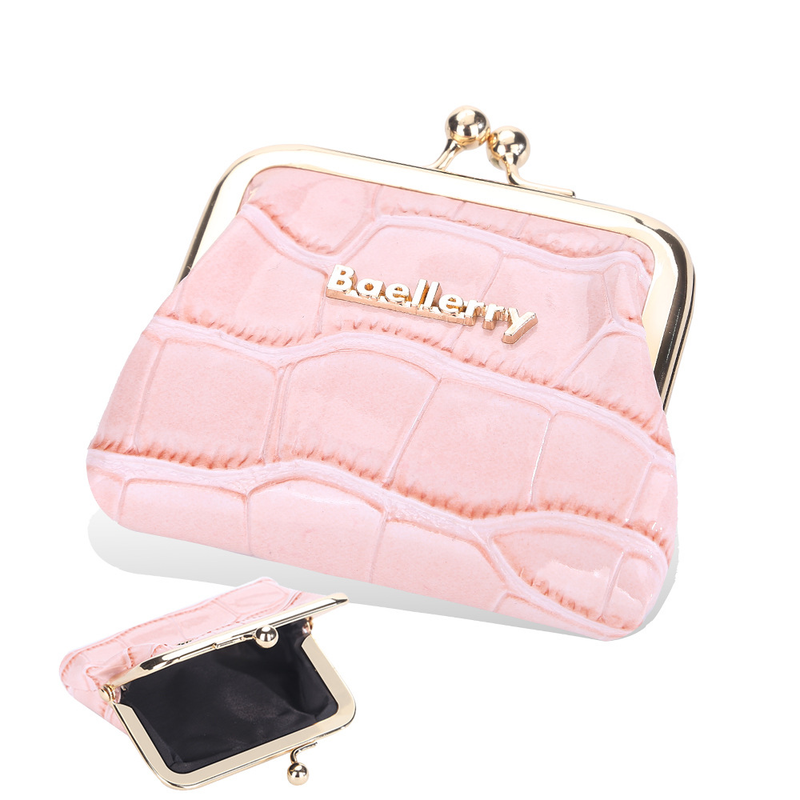 Baellerry Nuovo portafoglio in latta lucida con motivo coccodrillo e portamonete con clip in metallo_voghion.com