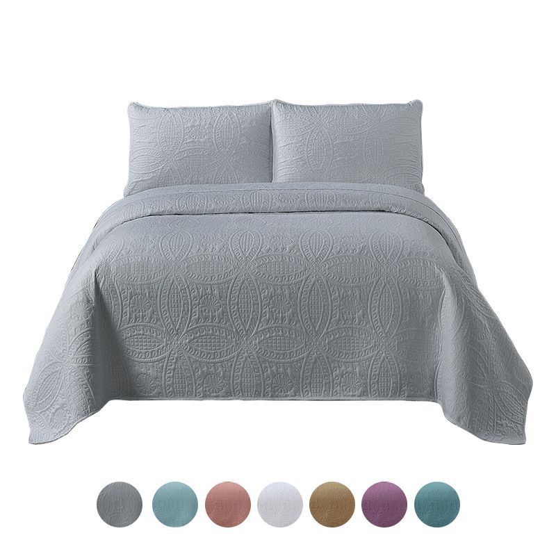 Premium Quilt Set With Dyed-Woven Fabric & Quilting - European Embroidery, 1.8m Bed Fit, Multiple Patterns Available_voghion.com
