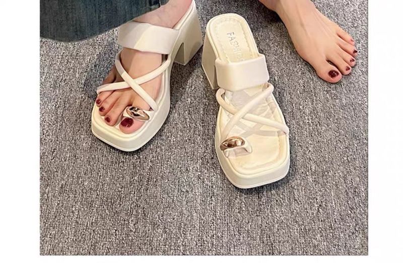 Sandali di grandi dimensioni per donne con piedi larghi e paffuti, nuovo modello estate 2025, sandali con suola, tacchi spessi, punta quadrata alta_voghion.com