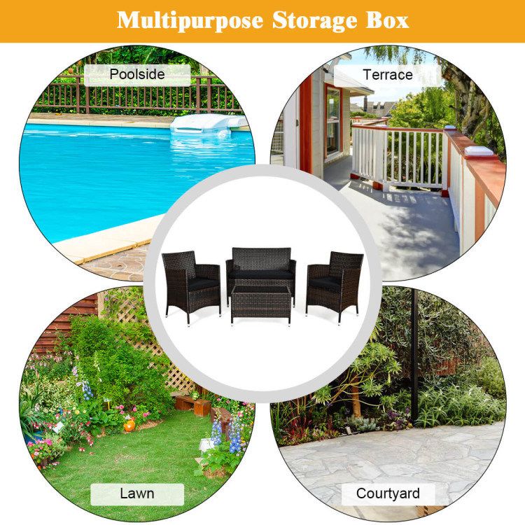 4 Pieces Comfortable Outdoor Rattan Sofa Set with Table_voghion.com