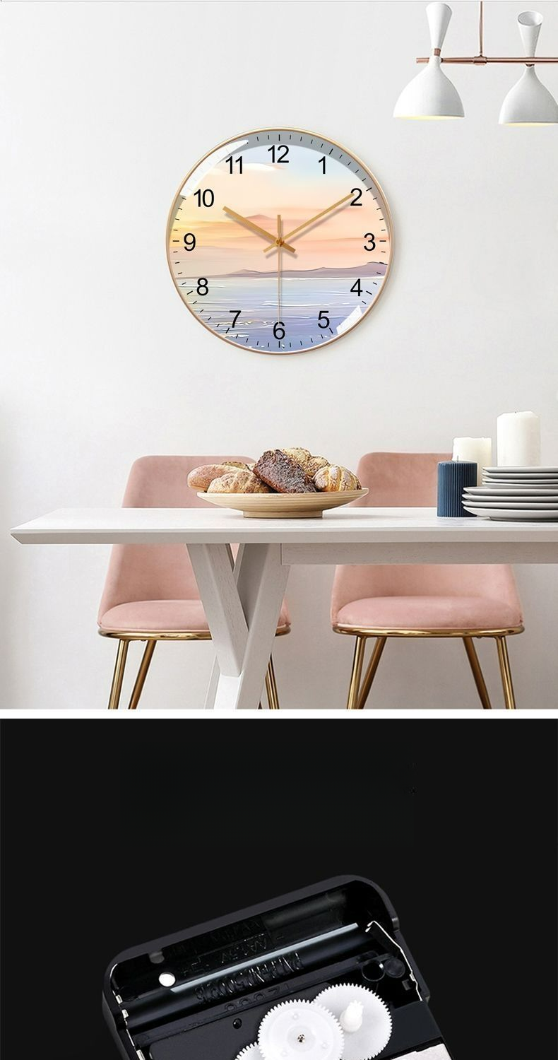 Light Luxury Radio-Controlled Wall Living Room Modern Minimalist Home Fashion 2025 Round Clock Wall-Mounted Landscape_voghion.com