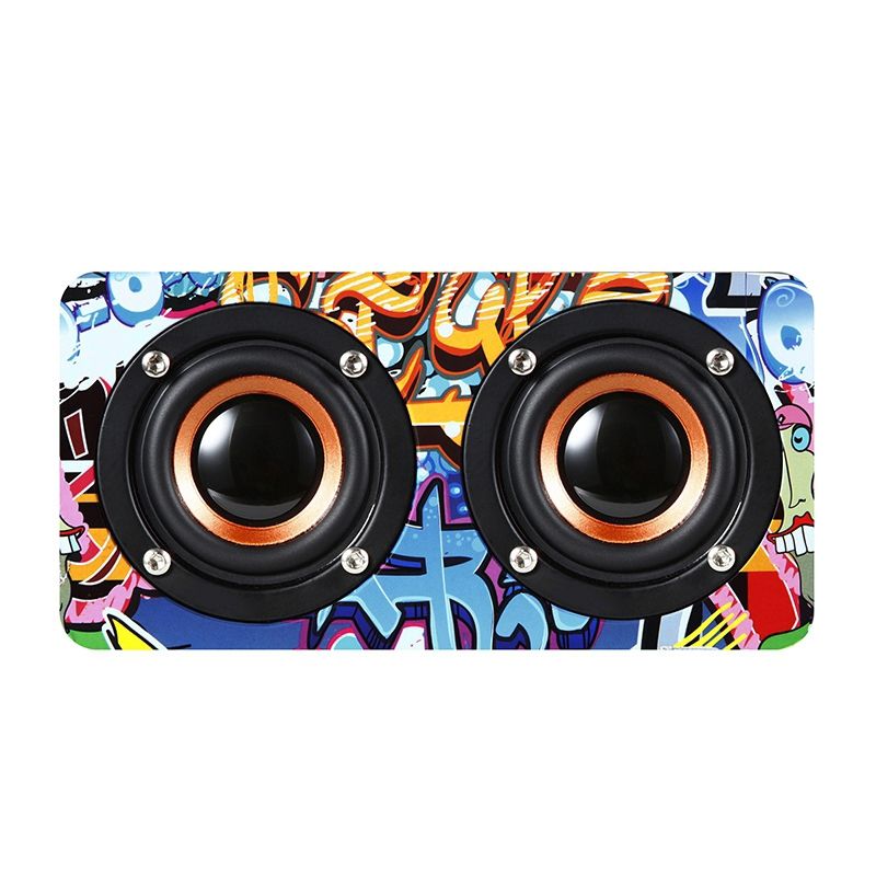 M5 Çok İşlevli Masaüstü Ahşap Bluetooth Hoparlör Kablosuz Hoparlör (Graffiti Rengi)_voghion.com