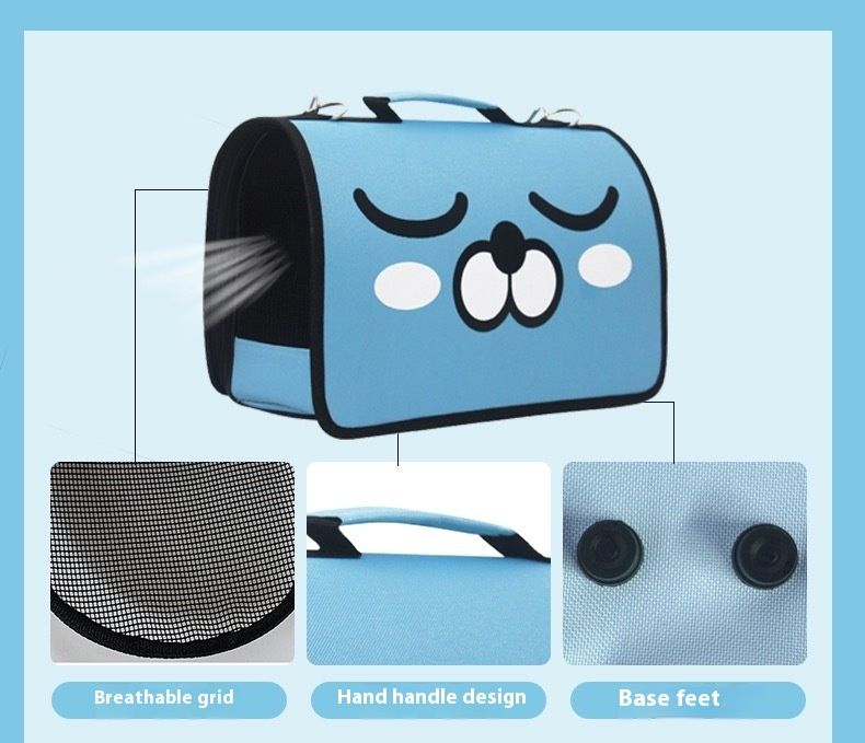 Sac à main respirant pour chat mignon de dessin animé, nouveau sac pour animaux de compagnie, sac à bandoulière portable en tissu Oxford pour chien pour une utilisation en extérieur_voghion.com