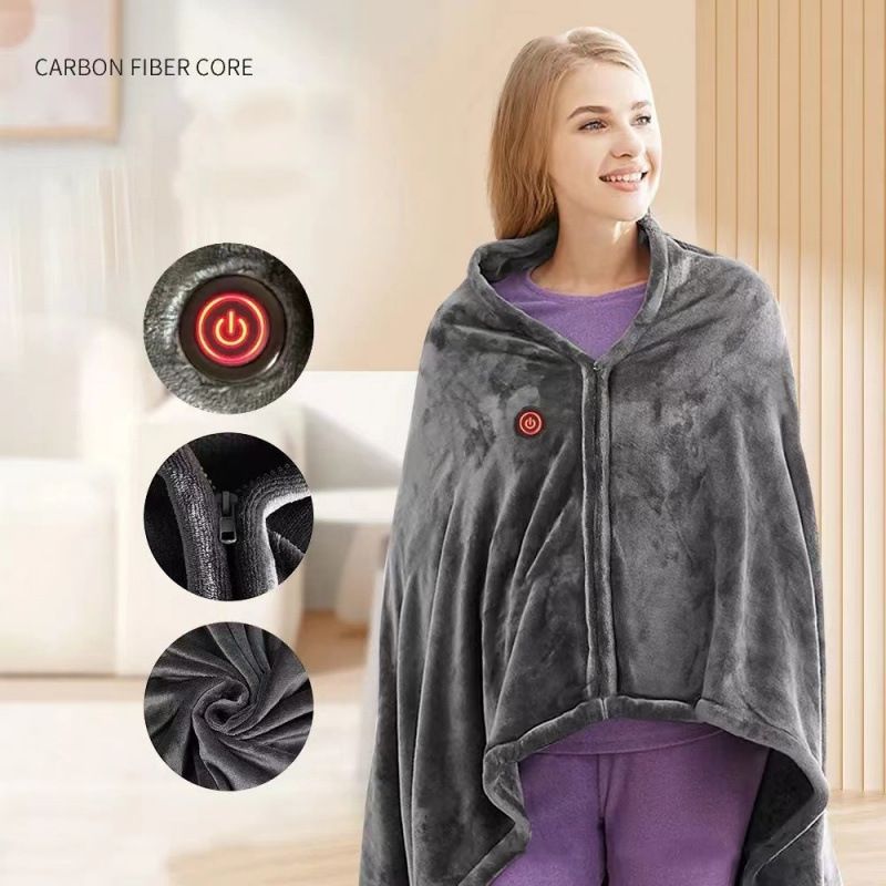 USB Electric Heated Shawl, Rechargeable Body Warmer Cover, Fleece-lined Warm Heating Cape_voghion.com