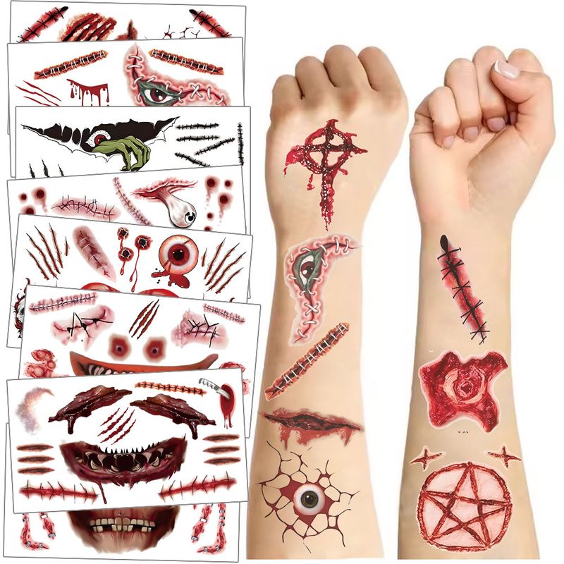Neue Halloween High-End Horror Narben Messer Narbe Temporäre Tattoo Aufkleber Für Männer Und Frauen_voghion.com