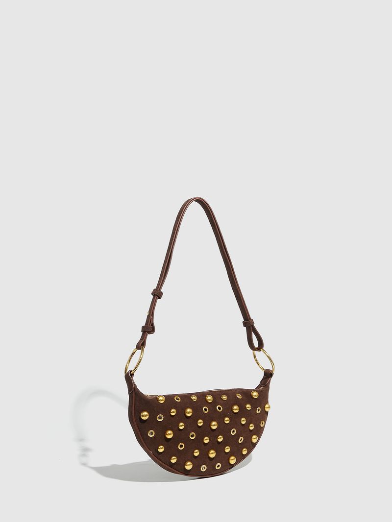Sacs pour femmes, rivets à œillets, sac pour femme robuste, sac à bandoulière à pois, sac à bandoulière de style punk, sac pour femmes Metal Sense, usine de sacs pour femmes_voghion.com