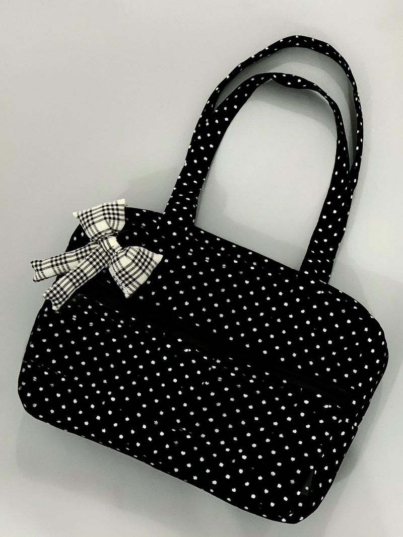 Borsa a tracolla grande e capiente da donna, con motivo anime a pois bianco e nero, modello 2025, moda, casual, quotidiana, personalizzata_voghion.com
