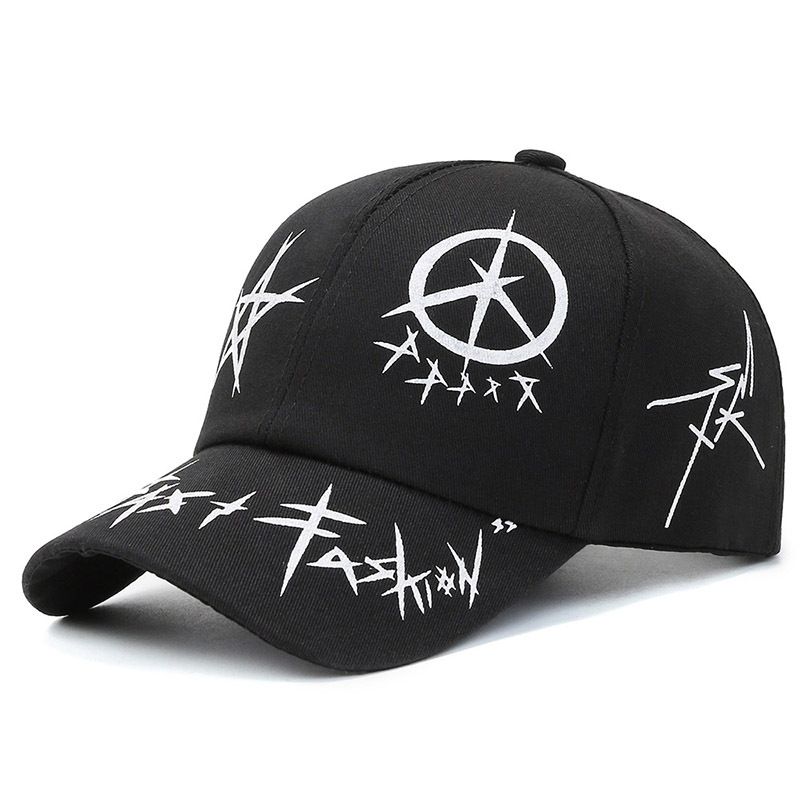 Hat Spring Summer New Korean Fashion Letter Baseball Personality Patchwork Print Trendy Street Sunshade Duckbill Cap_voghion.com