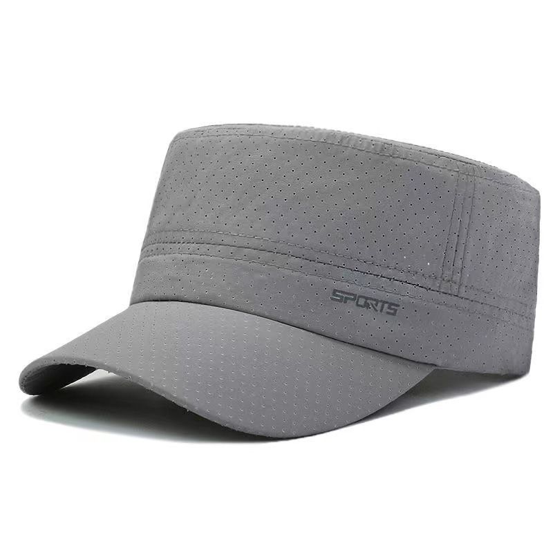 Cappelli da uomo, berretto piatto, primavera ed estate, ad asciugatura rapida, completamente perforato, cappello da uomo, cappello da sole tinta unita per giovani, per il tempo libero, per lo shopping, berretto militare_voghion.com