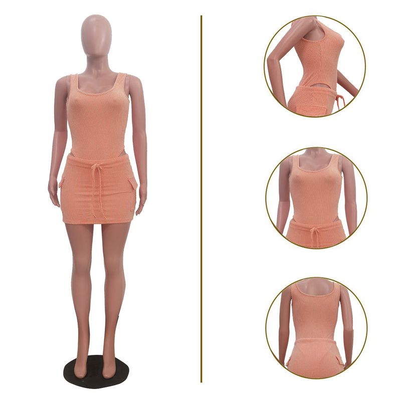 Ensemble deux pièces bikini et jupe courte en tissu jacquard décontracté pour femme_voghion.com
