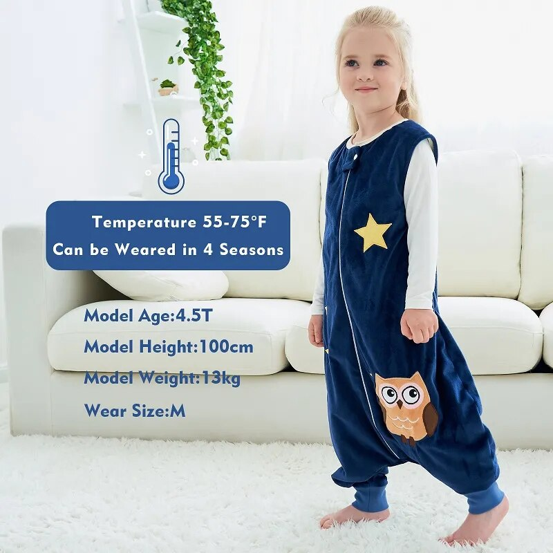 XUANMU Cartoon Sleeveless Baby Sleeping Bag Sack Winter Thick Wearable Blanket Sleepers Sleepwear Pamas For Girls Boys XF0015_voghion.com