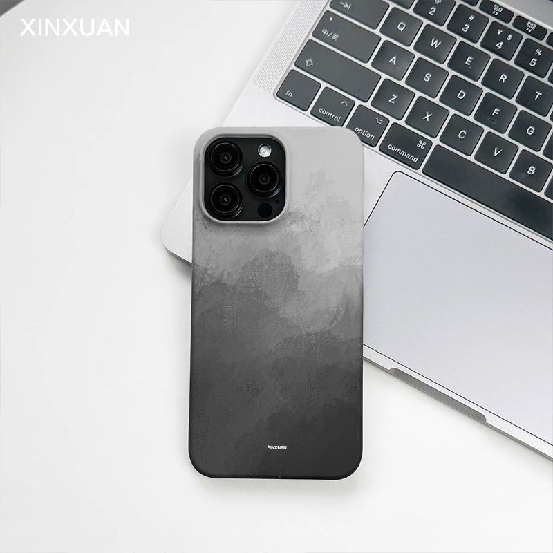 Capa de celular cinza de alta qualidade, compatível com iPhone 15/11/12/16/13 Pro Max, fosca_voghion.com