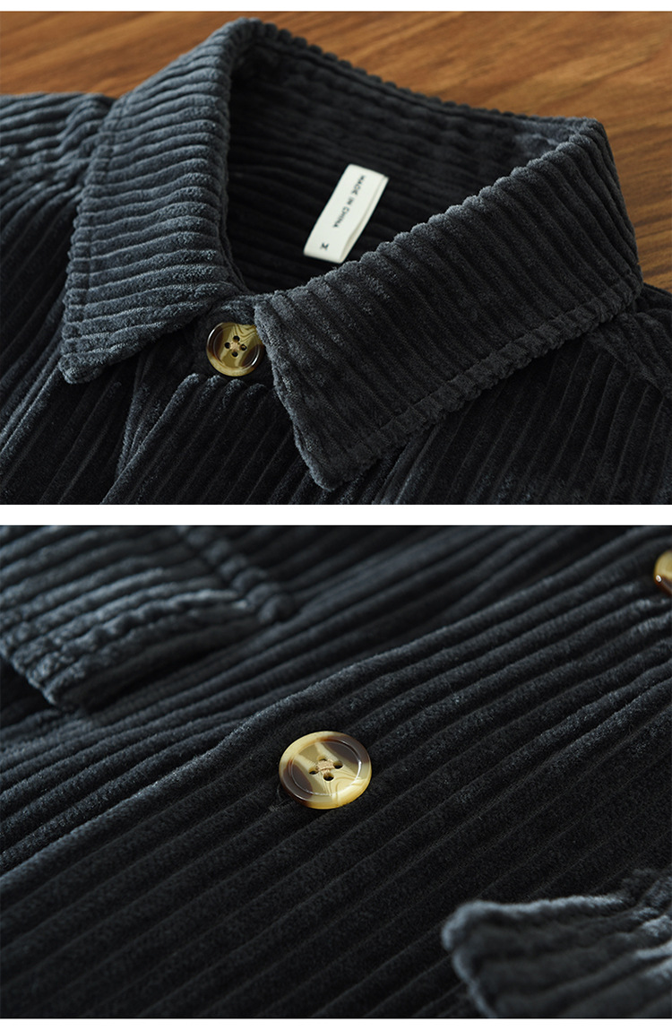 1301 chemise à manches longues en velours côtelé tendance japonaise pour hommes Joker chemise ample décontractée manteau rembourré une génération._voghion.com