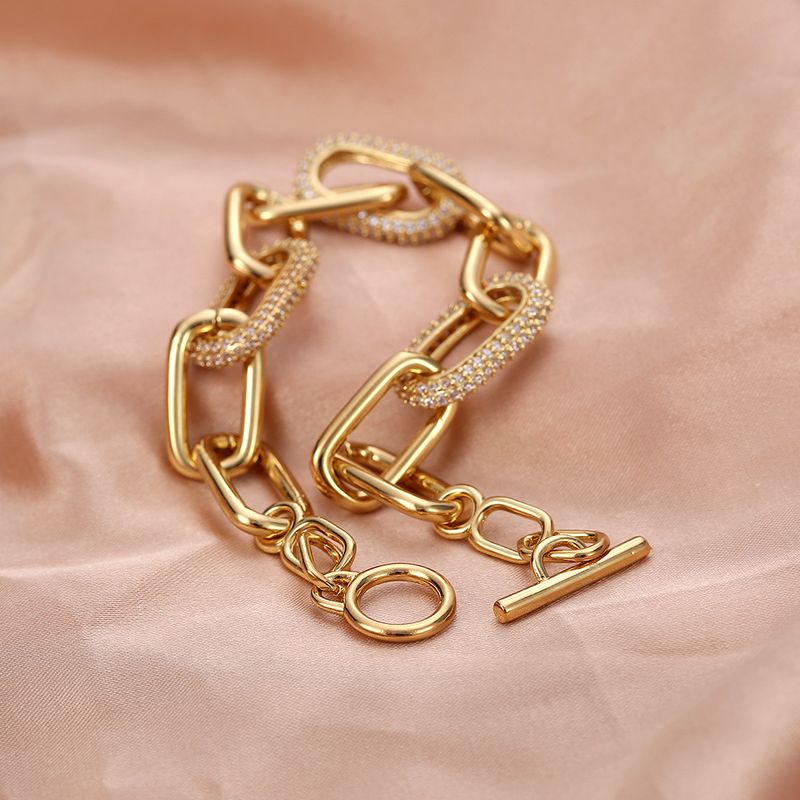 Xinshi Hip-Hop per donna INS Bracciale alla moda con catena cubana e zirconi, gioielli alla moda_voghion.com