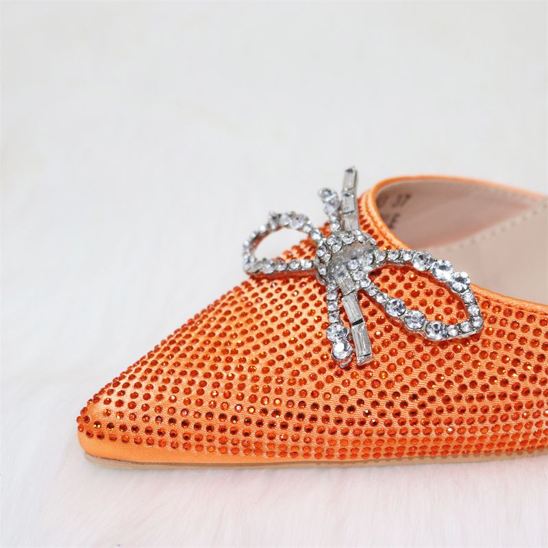 Set di borse e scarpe da donna Nigeria, popolari, con fiocco arancione e fibbia argentata, punta a punta, tacchi alti, comode scarpe e borse da festa da donna_voghion.com