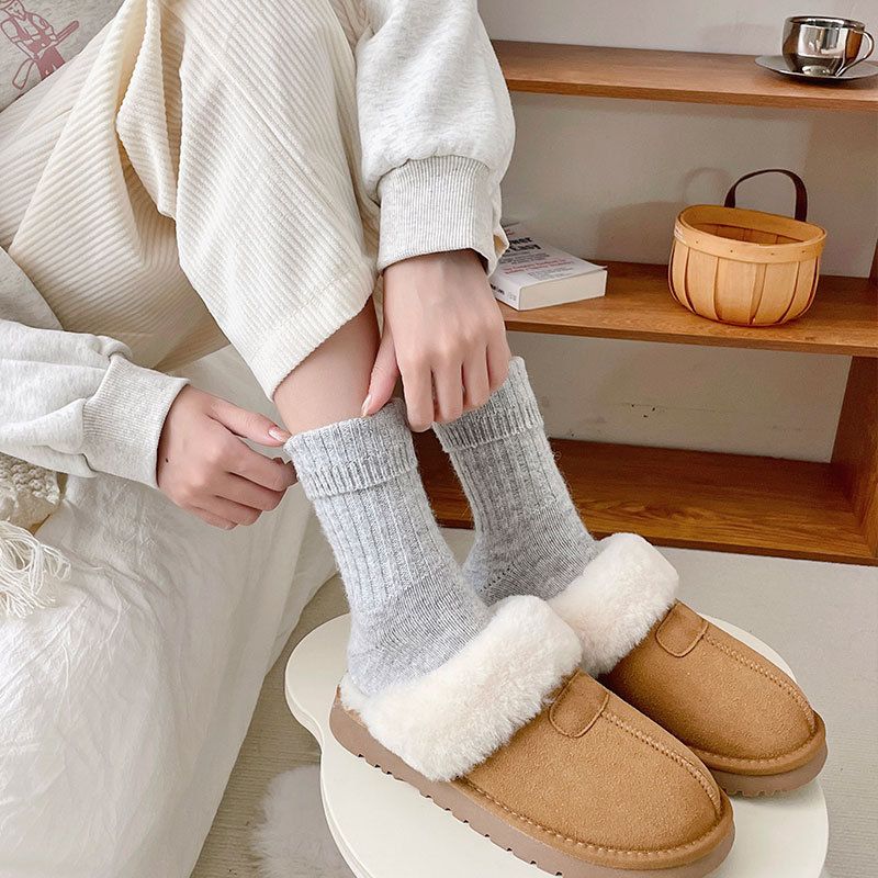 New winter rabbit wool socks thick warm ladies mid tube socks Maillard color socks thick rabbit wool socks_voghion.com