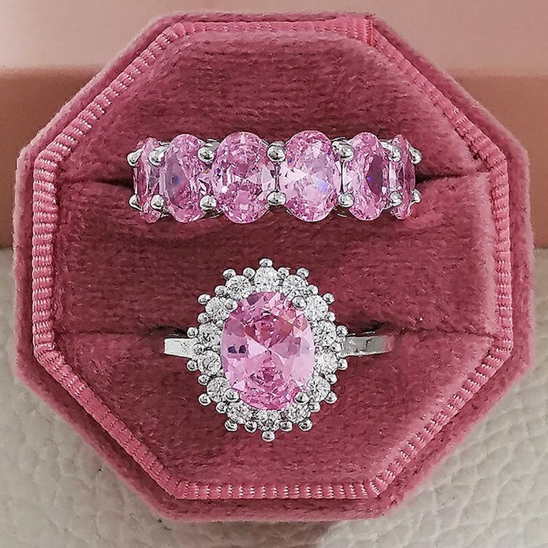 Exaggerated Plain Pink Niche High-end Non-fading Combination Ring For Women Z2_voghion.com