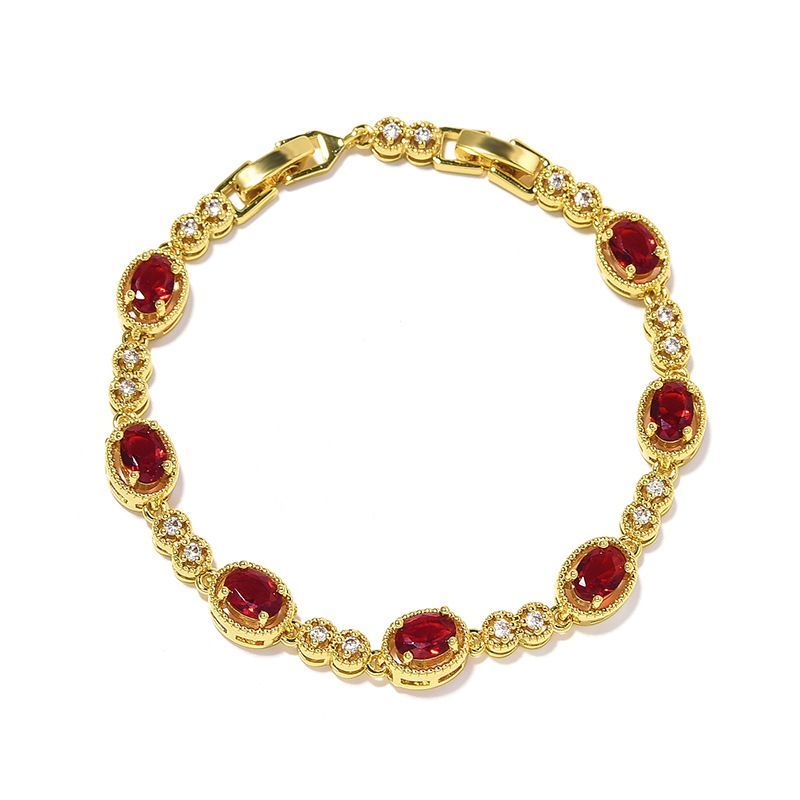 Korean Blue Color Treasure Rectangular Light Pure Handmade Inlaid Geometric Colored Zircon Bracelet For Women_voghion.com