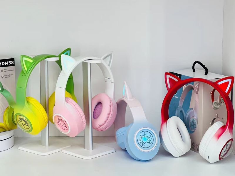 Headset Bluetooth Headset Luminous Cat Ear Cute Wireless Headset Gift YDM58_voghion.com