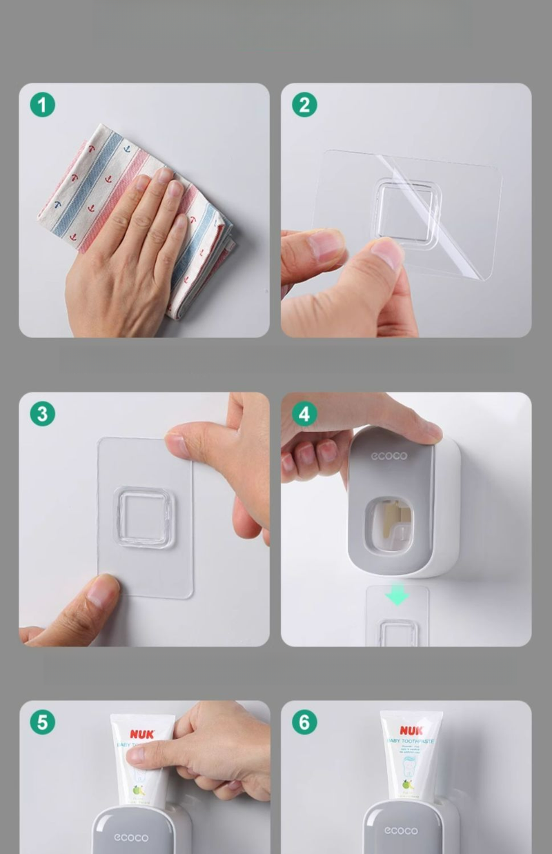 Wall-Mounted No-Drill Lazy Artifact Toothpaste Squeezer Automatic Toothbrush Dispenser_voghion.com