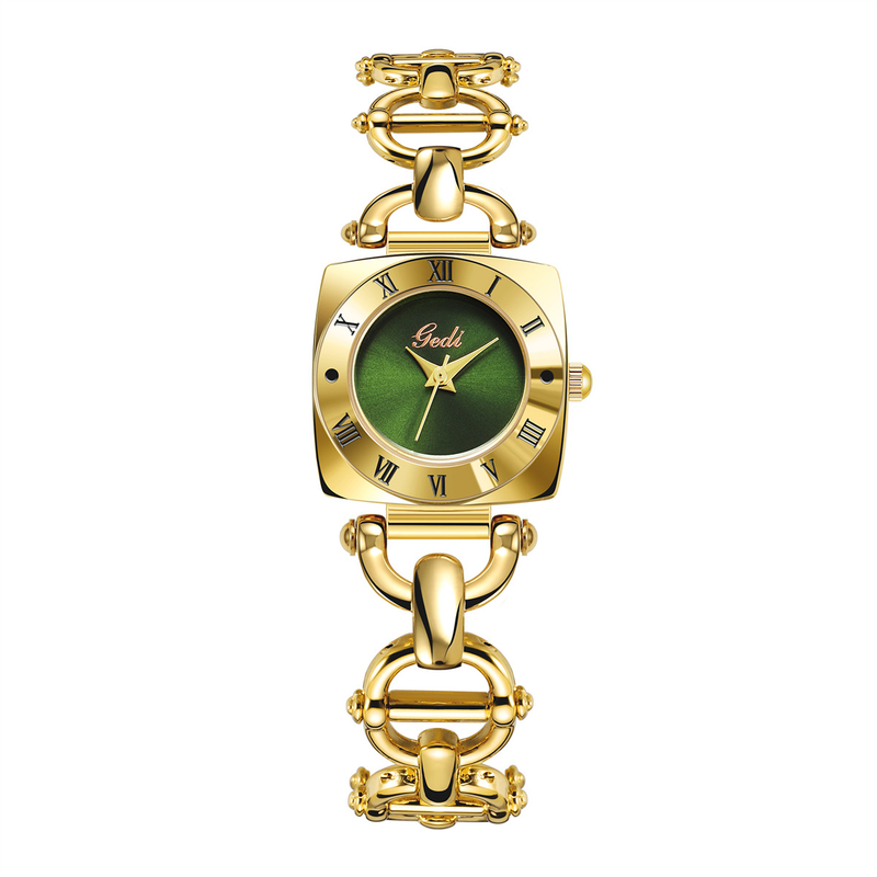 Damenuhr mit quadratischem Retro-Zifferblatt, Quarzwerk, modisches Kleid, wasserdicht, analoges Armband_voghion.com