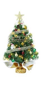 Table Top Christmas Tree With 50 LED Lights 24 Inch /2FT Little Prelit Christmas Tree Decorated Gift Boxes And Hanging Ornaments For DIY Christmas_voghion.com