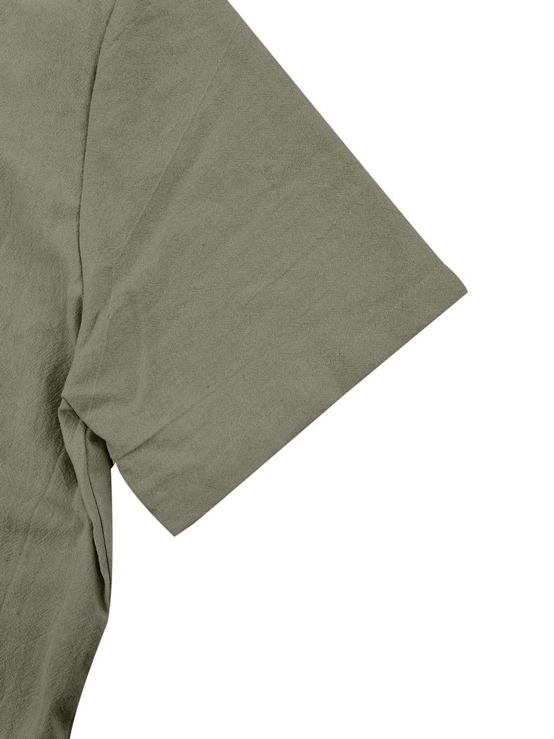 Kurzarm-Button-Down-Hemd aus Leinen für Herren – Atmungsaktives Sommer-Freizeithemd mit Brusttasche, leicht und bequem für den täglichen Gebrauch_voghion.com