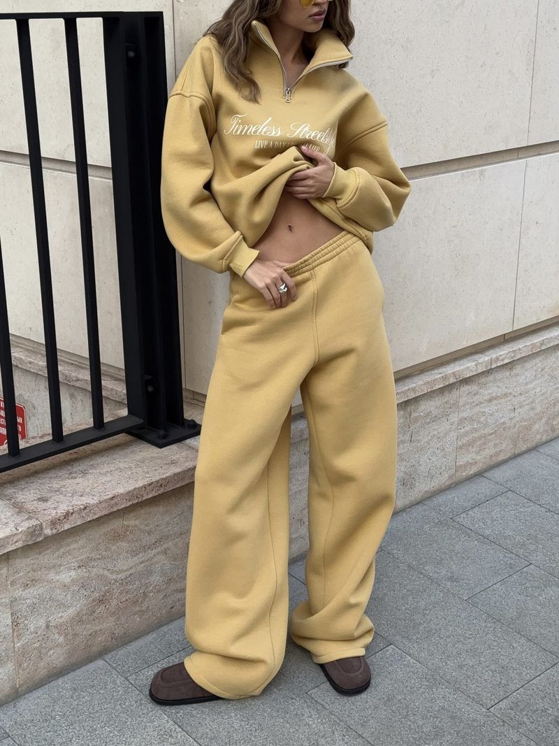Oversized Letter Print Sweatshirt & Jogger Set - Unisex Streetwear Lounge Two-Piece, Drop Shoulder Long Sleeve Hoodie With Matching Drawstring Pants_voghion.com