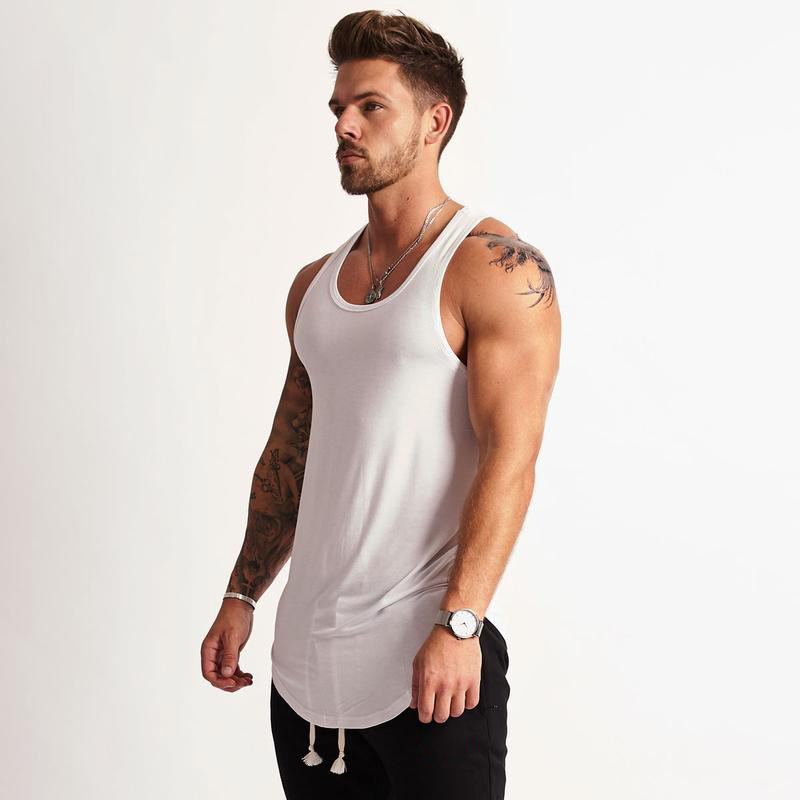 Glatte Platte Solide Sommer Ärmelloses Sport Tank Top männer Fitness Tank Top Reine Baumwolle Running Training Kleidung_voghion.com