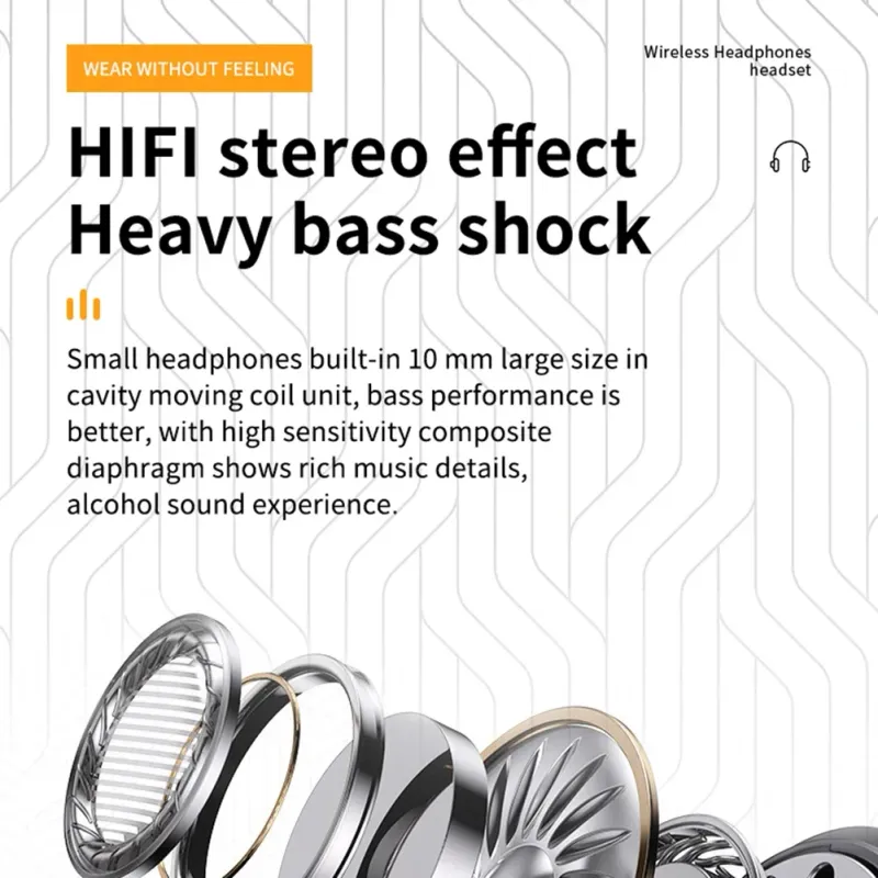 TM20 Wireless headsets tws Bluetooth 5.3 Headset Bluetooth headsets Earbuds Transparent Sports Earphone LED Digital Display_voghion.com