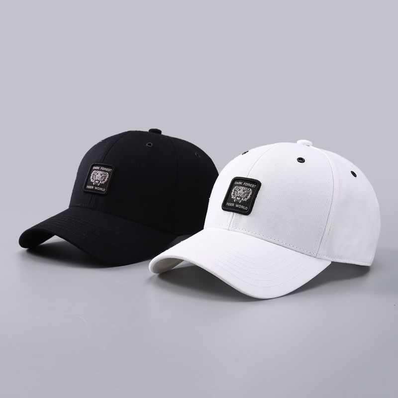 Pure cotton baseball cap, personalized embroidered tiger head, men's boutique duckbill cap_voghion.com