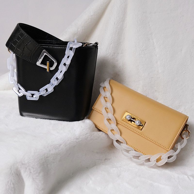 Borsa a tracolla spessa in acrilico trasparente da donna, piccola, primavera-estate, accessori in resina a catena_voghion.com
