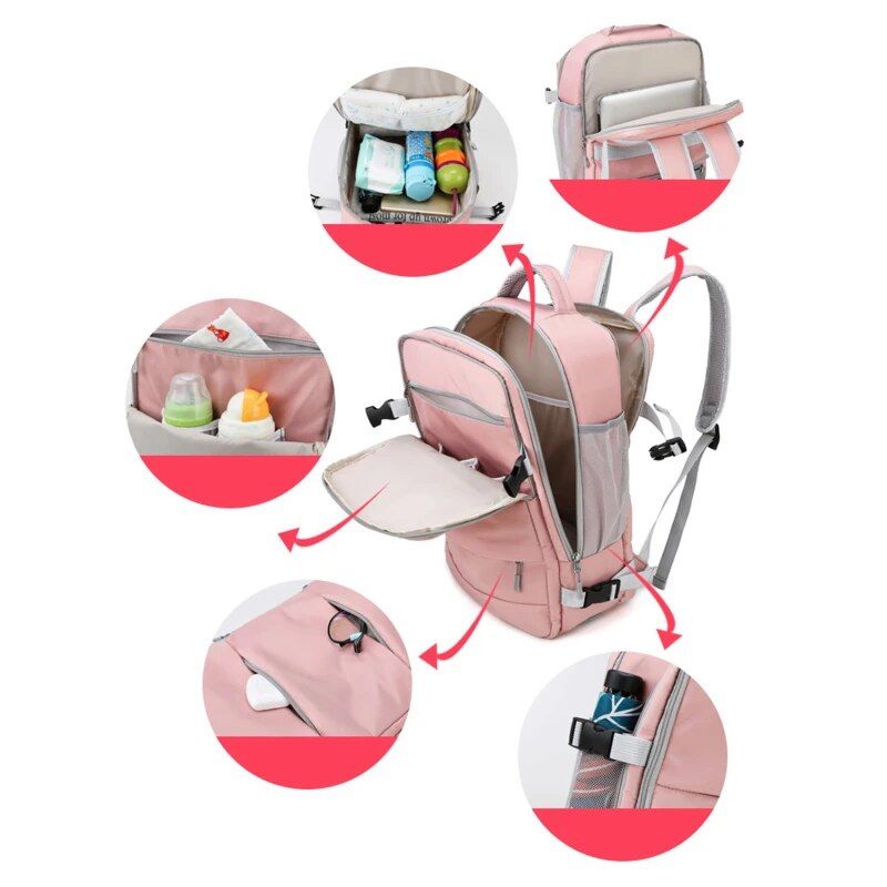 Zaino da viaggio per donna, impermeabile, per ragazze adolescenti, con ricarica USB, per computer portatile, con tracolla grande, borsa per scarpe 2024_voghion.com