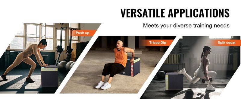 VEVOR 3 In 1 Plyometric Jump Box, 16/14/12 Inch Cotton Plyo Box, Platform & Jumping Agility Box, Anti-Slip Fitness Exercise Step Up Box For Home Gym Training, Conditioning Strength Training, Black_voghion.com