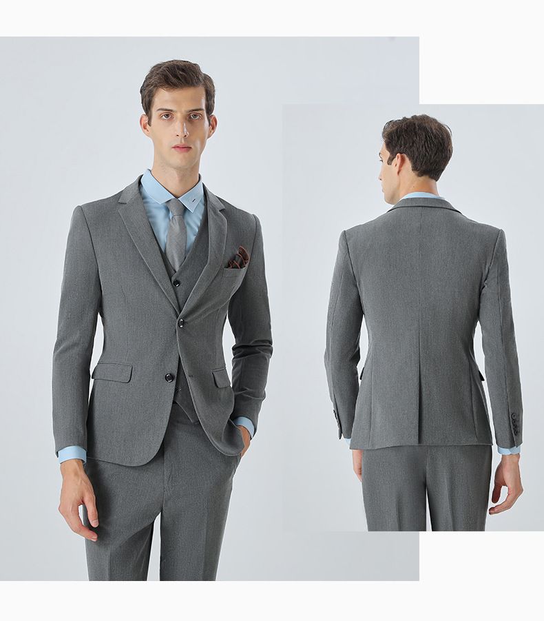 Men's Plus Size 3-Piece Suit Set – Two-Button Notch Lapel Business & Wedding Suit With Vest (Black/Navy/Medium Gray)_voghion.com