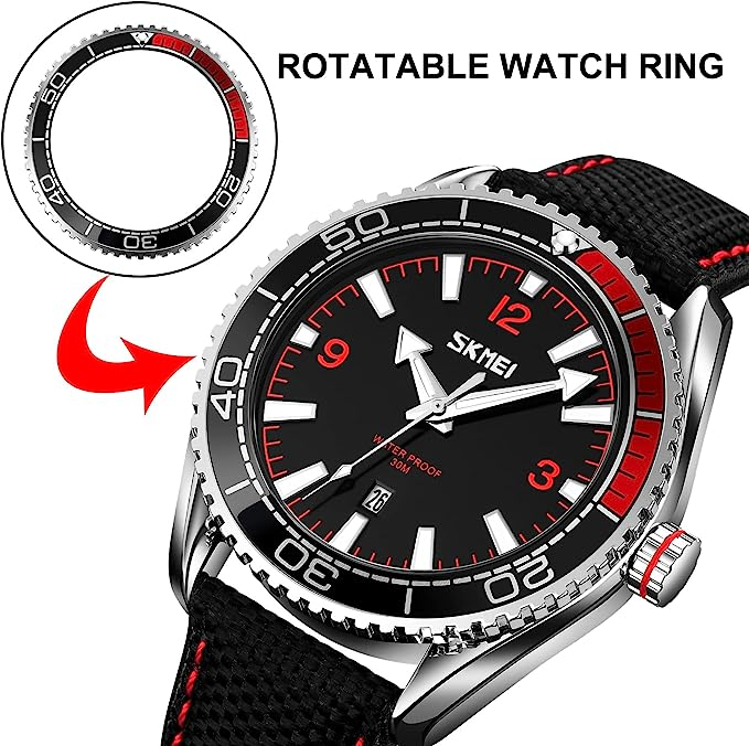 SKMEI Men's Wrist Watch, Quartz Watch with Leather Strap, Fashion Minimalist Waterproof Watch Analog Date Business Watches for Men_voghion.com