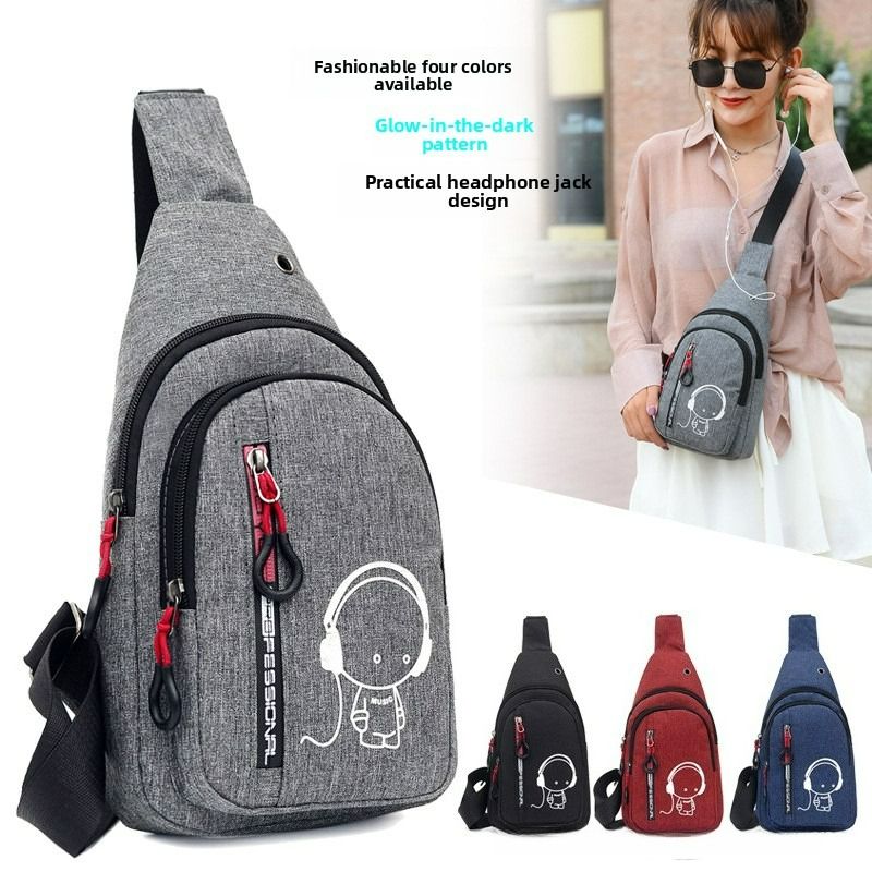 Nylon Breast Bag, Fanny Pack, Shoulder Messenger Bag, Luminous Bag, Outdoor Sports And Leisure Bag._voghion.com