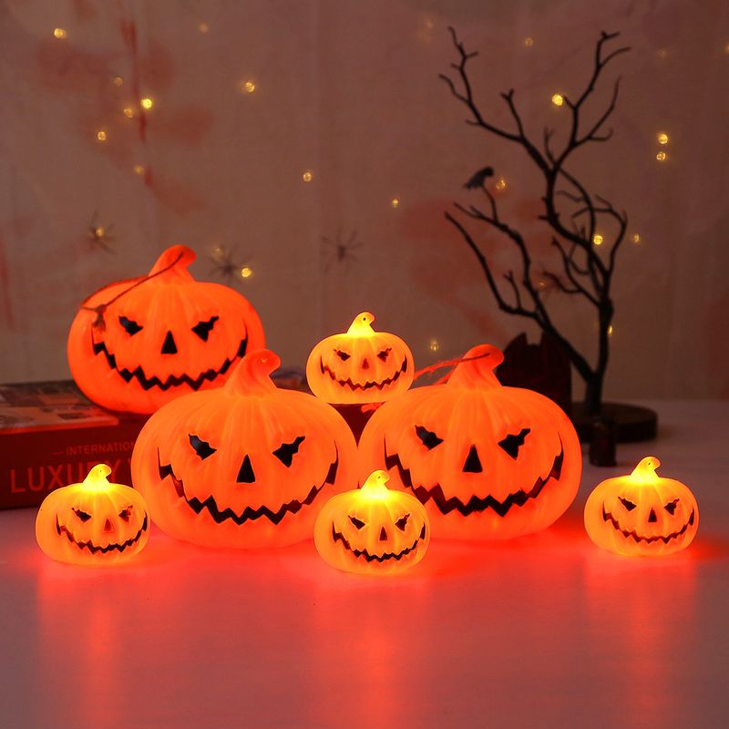 Glow-in-theark Plastic Halloween Pumpkin Lantern - Small Decorative Jack-O'-Lantern For Party, Home & Outdoor Decor_voghion.com