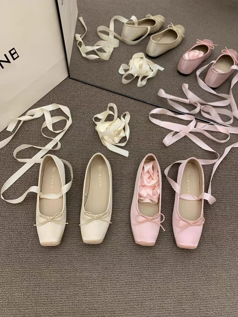 Neue Damen Flache Schuhe Rosa Ballett Frauen Einzigen Mode Lace Up Mädchen Mary Jane Schuhe Süße Blumen Damen 2024 Frühling_voghion.com