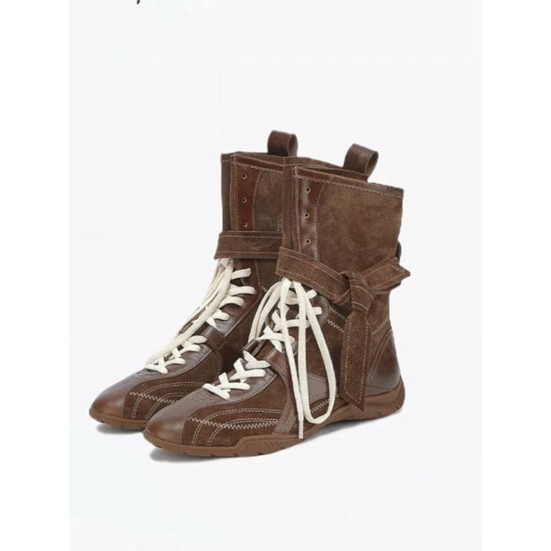 Damen-Boxstiefel, Rindsleder-Version, flache Innenhöhe, Erhöhung, echtes Leder, Martin für Damen, neue Boxstiefel aus Wildleder, Schnürstiefel, kurz, deutsch_voghion.com