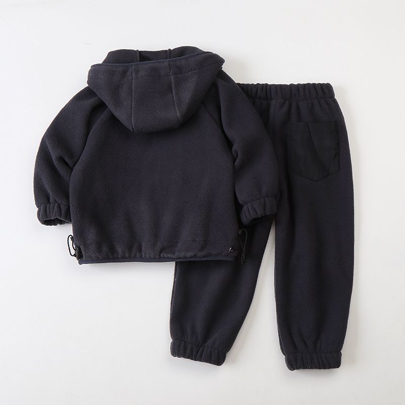 Kids' Cartoon Hooded Fleece Set – Soft Long-Sleeve Jacket & Pants (80-120cm, 4 Colors)_voghion.com