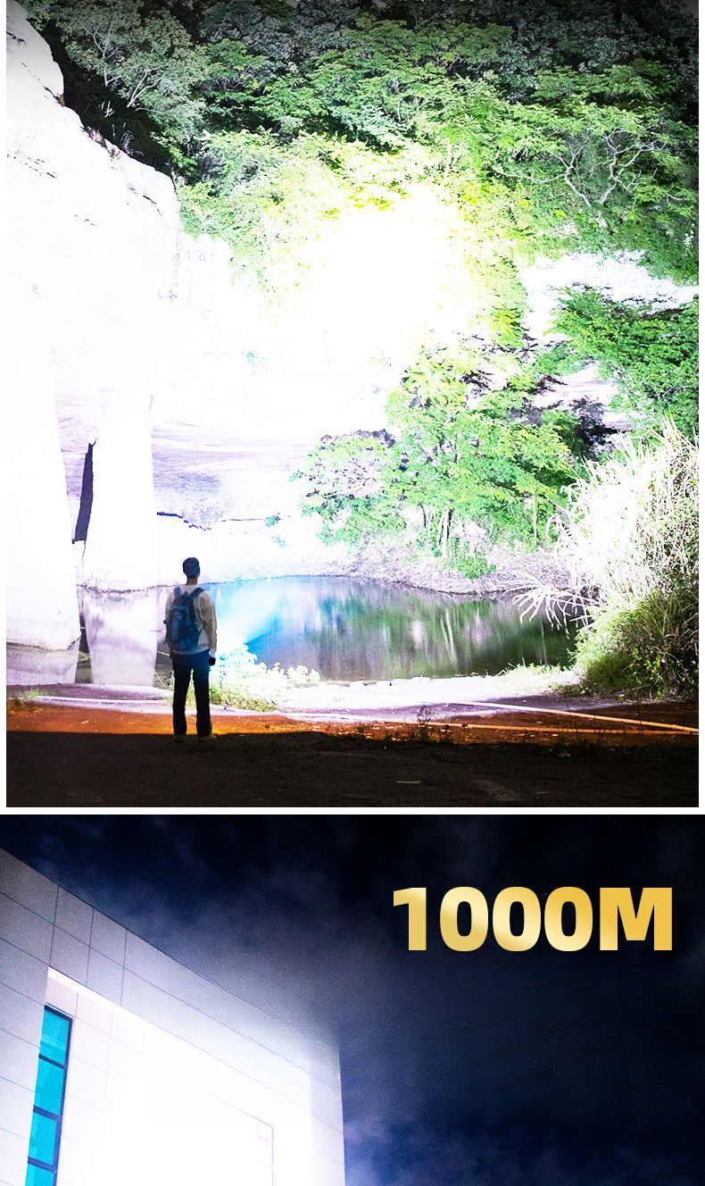 High Brightness Flashlight Laser Ultra Bright Outdoor Range Rechargeable LED Searchlight Long Battery Life Zoomable_voghion.com